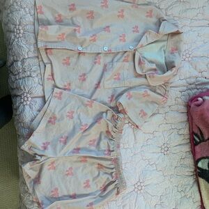 SHEIN Pink Bow Print Sleepwear